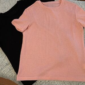 Manfinity men’s waffle knit shirts size small bundle of 2 black and pink summer
